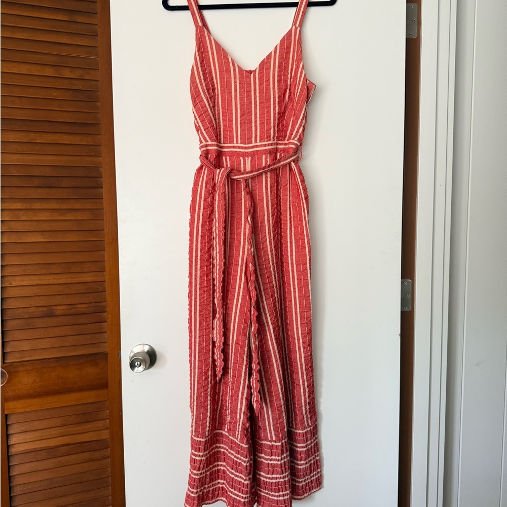 Anthropologie Pink Striped Sleeveless Wide-Leg Jumpsuit - Picture 2 of 3